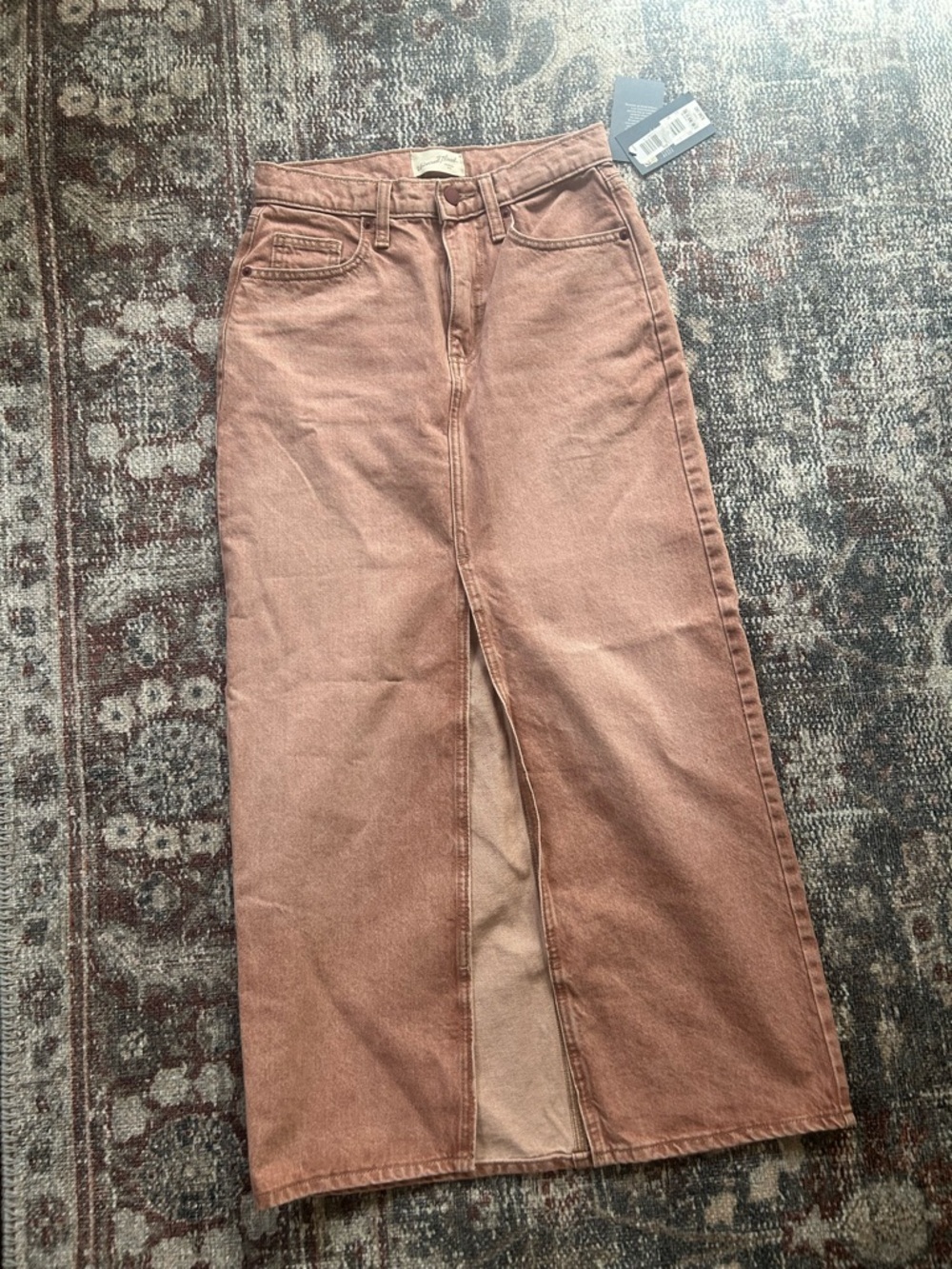 Universal Thread Dusty Rose High-Waist Maxi Denim Skirt with Front Slit